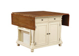 Kitchen Island - Slater 2-drawer Kitchen Island with Drop Leaves Brown and Buttermilk