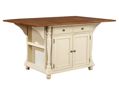 Kitchen Island - Slater 2-drawer Kitchen Island with Drop Leaves Brown and Buttermilk