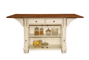 Kitchen Island - Slater 2-drawer Kitchen Island with Drop Leaves Brown and Buttermilk