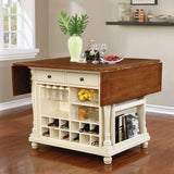 Kitchen Island - Slater 2-drawer Kitchen Island with Drop Leaves Brown and Buttermilk