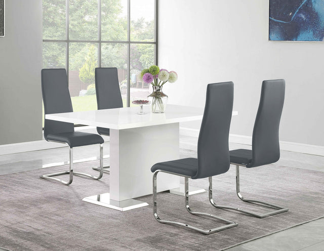 Anges 5 - piece Dining Set White High Gloss and Grey - 102310 - S5G - image - 1