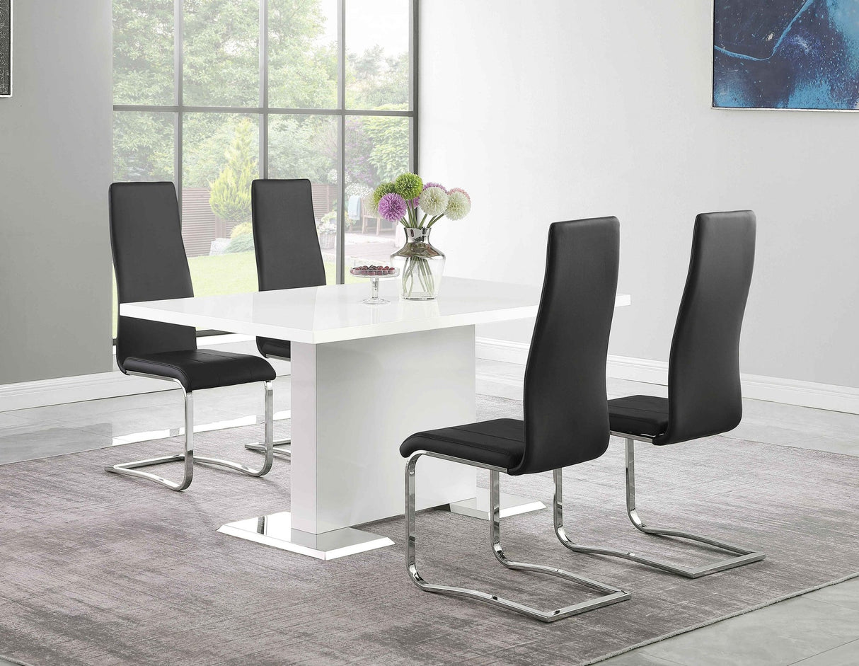 Anges 5 - piece Dining Set White High Gloss and Black - 102310 - S5K - image - 1