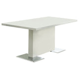 Anges T - shaped Pedestal Dining Table Glossy White | Coaster - 102310 - Home Elegance USA - 1