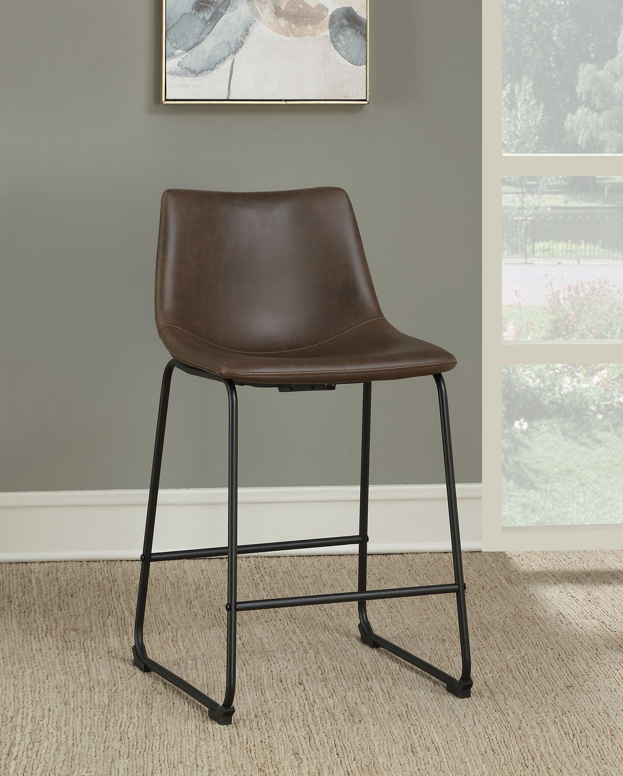 Counter Stool - Michelle Armless Counter Height Stools Two-tone Brown and Black (Set of 2)