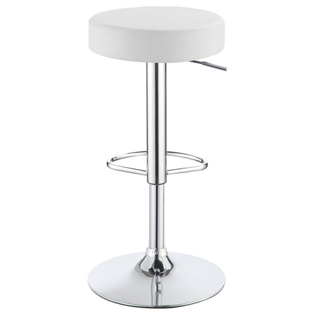 Adjustable Bar Stool - Ramses Adjustable Backless Bar Stool Chrome and White