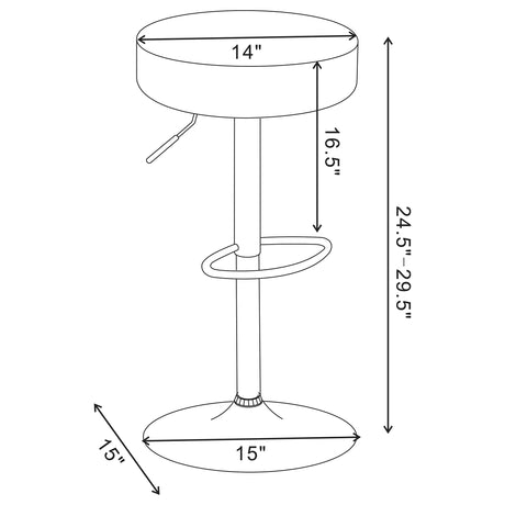 Adjustable Bar Stool - Ramses Adjustable Backless Bar Stool Chrome and White