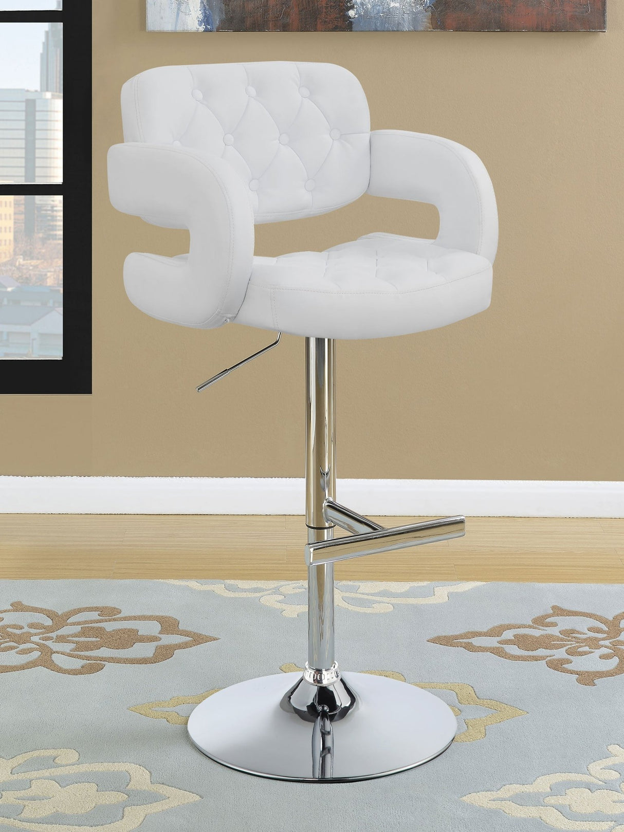 Brandi Adjustable Bar Stool Chrome and White | Coaster - 102557 - Home Elegance USA - 2