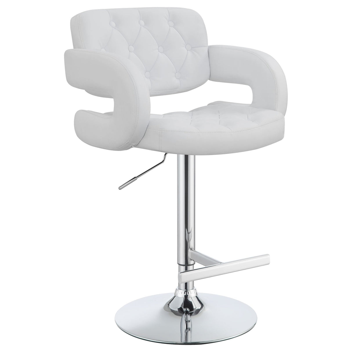 Brandi Adjustable Bar Stool Chrome and White | Coaster - 102557 - Home Elegance USA - 3