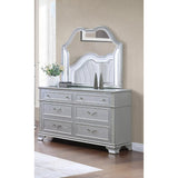Contemporary Style 1pc Dresser Crystal knobs Pull Handles Gray Finish Bedroom Furniture