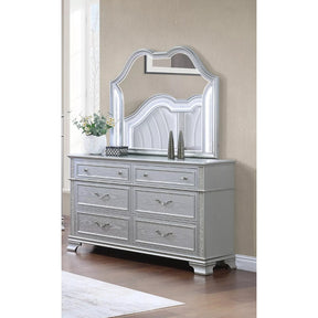 Contemporary Style 1pc Dresser Crystal knobs Pull Handles Gray Finish Bedroom Furniture
