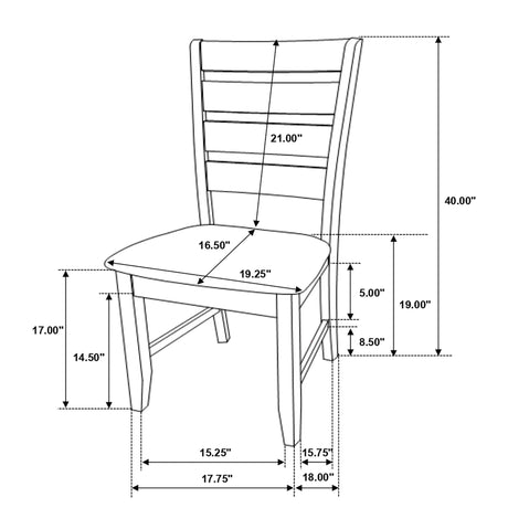 Dalila Ladder Back Side Chair (Set of 2) Grey and Dark Grey | Coaster - 102722GRY - Home Elegance USA - 14