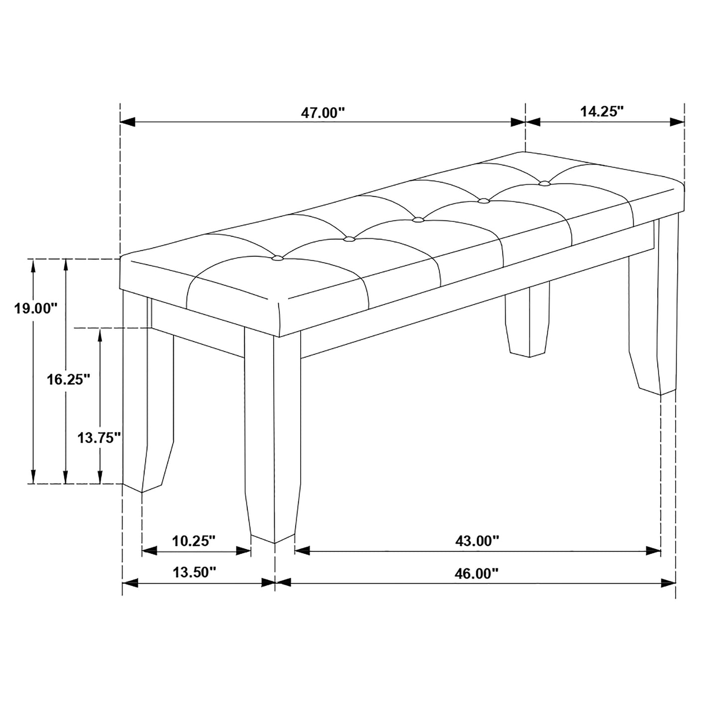 Bench - Dalila Tufted Upholstered Dining Bench Cappuccino and Black