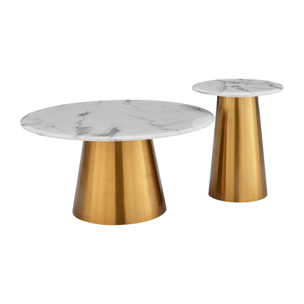 Gilded Opulence Coffee Table Set // Gold and White Marble  | Finesse - Home Elegance USA