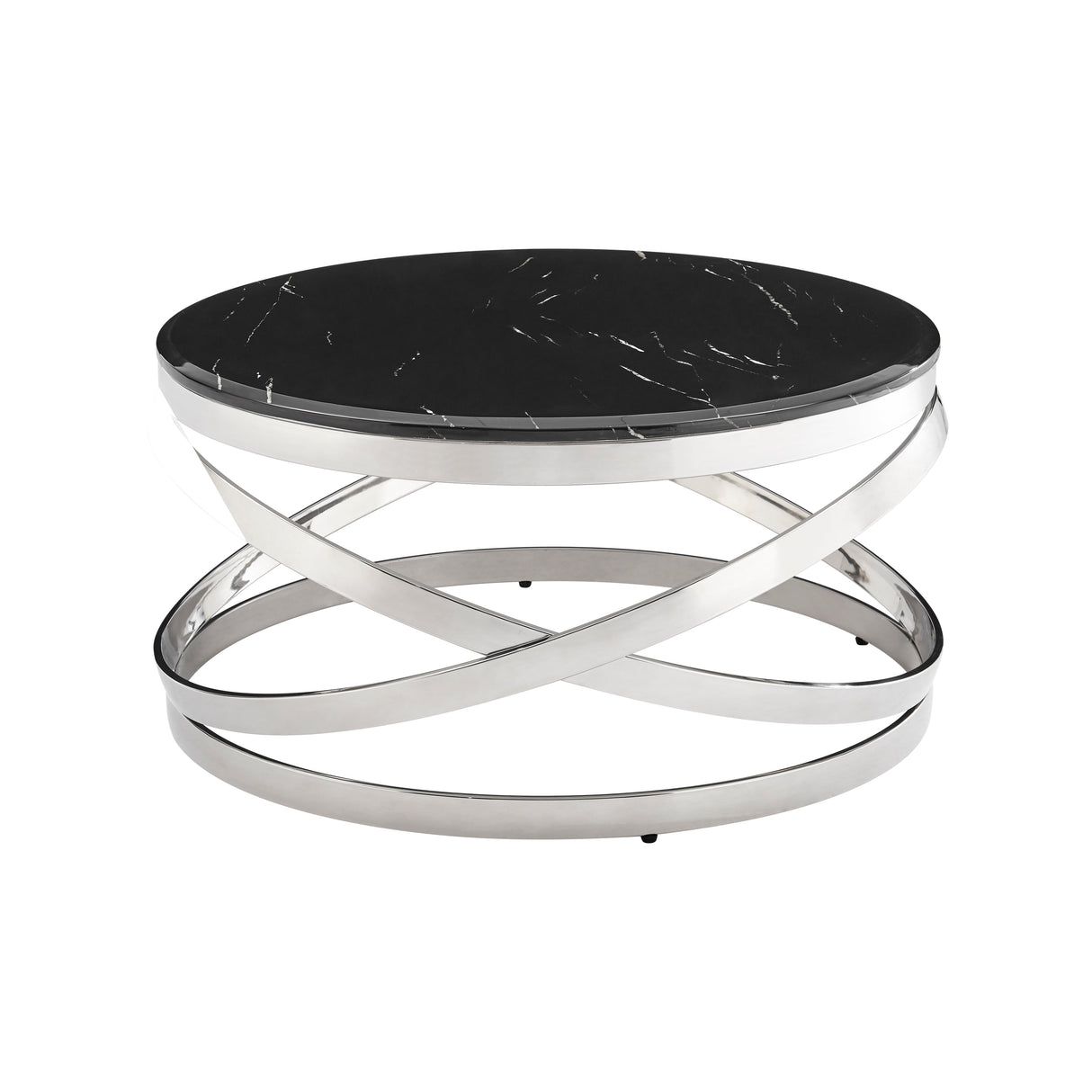Aurora Chic Coffee Table // Chrome and Black Marble  | Finesse
