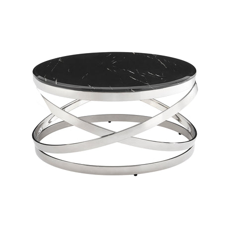 Aurora Chic Coffee Table // Chrome and Black Marble  | Finesse - Home Elegance USA