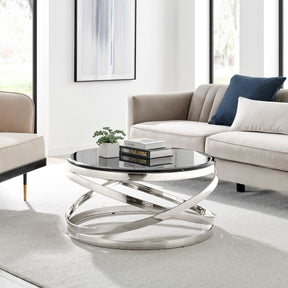 Aurora Chic Coffee Table // Chrome and Black Marble  | Finesse - Home Elegance USA
