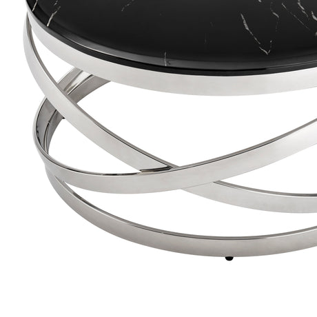 Aurora Chic Coffee Table // Chrome and Black Marble  | Finesse - Home Elegance USA