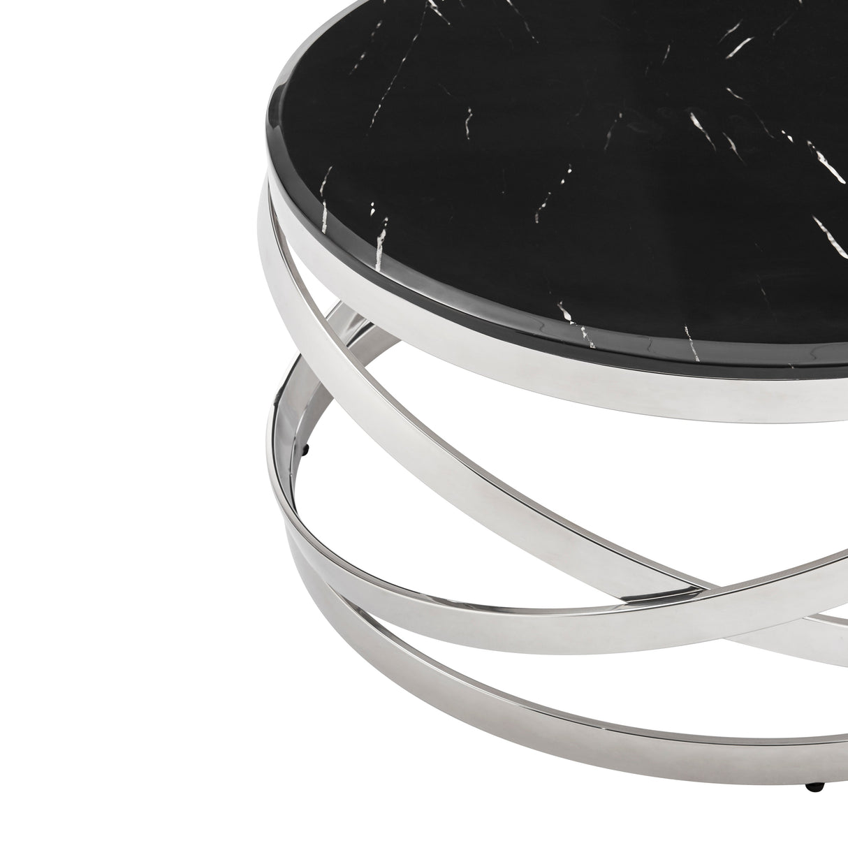 Aurora Chic Coffee Table // Chrome and Black Marble  | Finesse