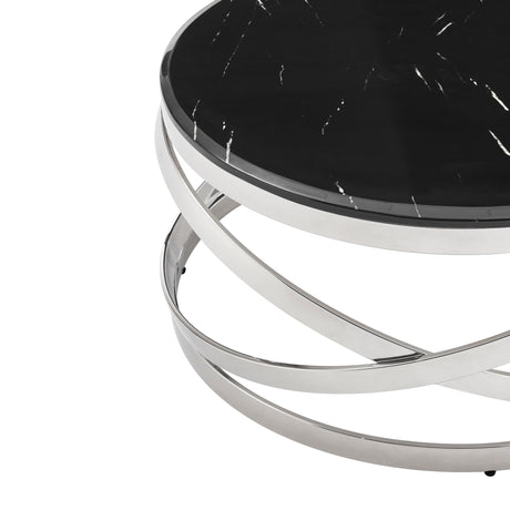 Aurora Chic Coffee Table // Chrome and Black Marble  | Finesse - Home Elegance USA