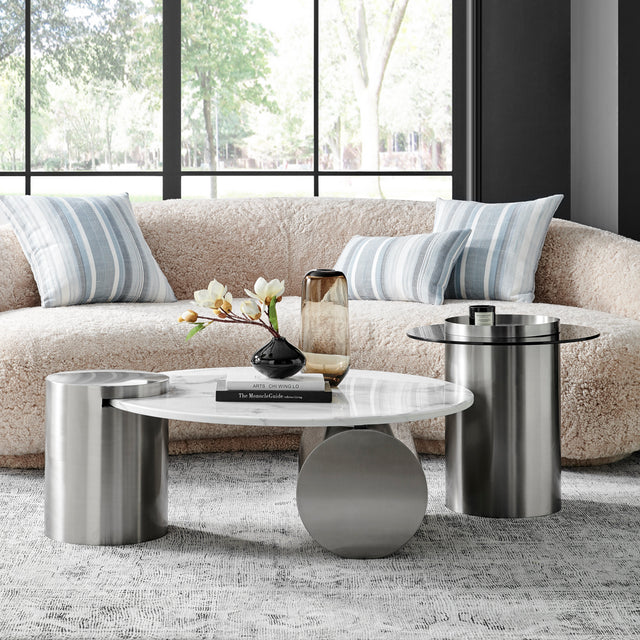 Twin Halo Marble-Top Coffee Table Set  | Finesse - Home Elegance USA