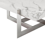 Marmo Reflection Square Coffee Table // Chrome and White Marble  | Finesse