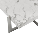 Marmo Reflection Square Coffee Table // Chrome and White Marble  | Finesse