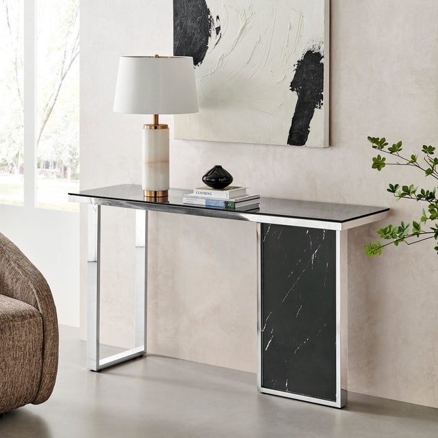 Monolith Chic Marble Console Table // Black  | Finesse - Home Elegance USA