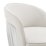 Luxe Elegance Swivel Accent Chair // White with Chrome Back Detail  | Finesse - Home Elegance USA