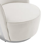 Luxe Elegance Swivel Accent Chair // White with Chrome Back Detail  | Finesse - Home Elegance USA