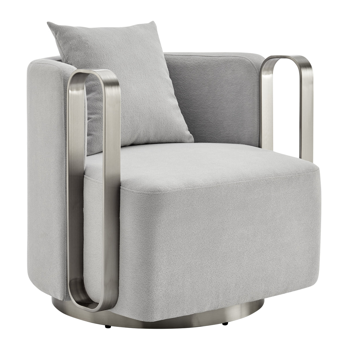 The Marvel Contemporary Accent Chair // Gray and Brushed Nickel  | Finesse - Home Elegance USA