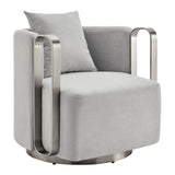 The Marvel Contemporary Accent Chair // Gray and Brushed Nickel  | Finesse - Home Elegance USA