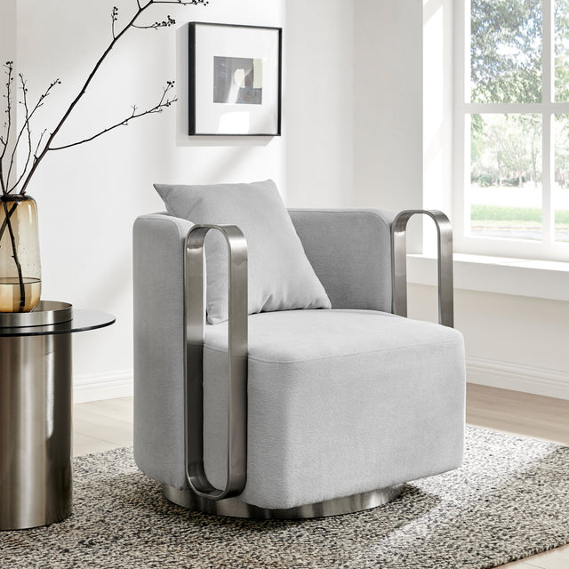 The Marvel Contemporary Accent Chair // Gray and Brushed Nickel  | Finesse - Home Elegance USA