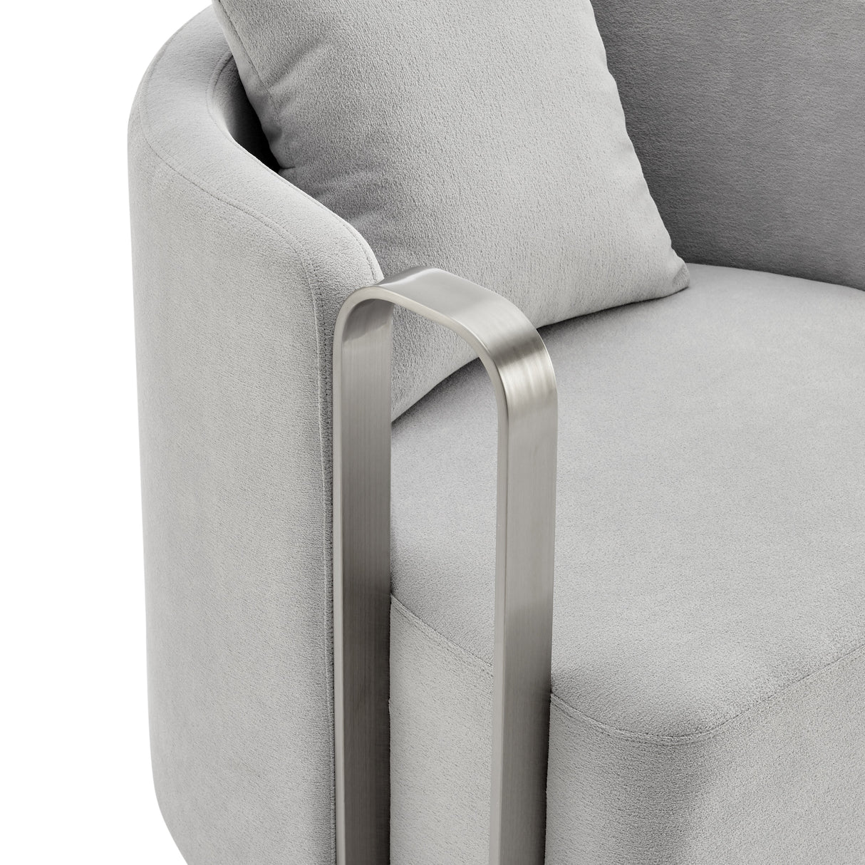 The Marvel Contemporary Accent Chair // Gray and Brushed Nickel  | Finesse - Home Elegance USA