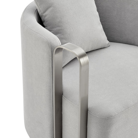 The Marvel Contemporary Accent Chair // Gray and Brushed Nickel  | Finesse - Home Elegance USA