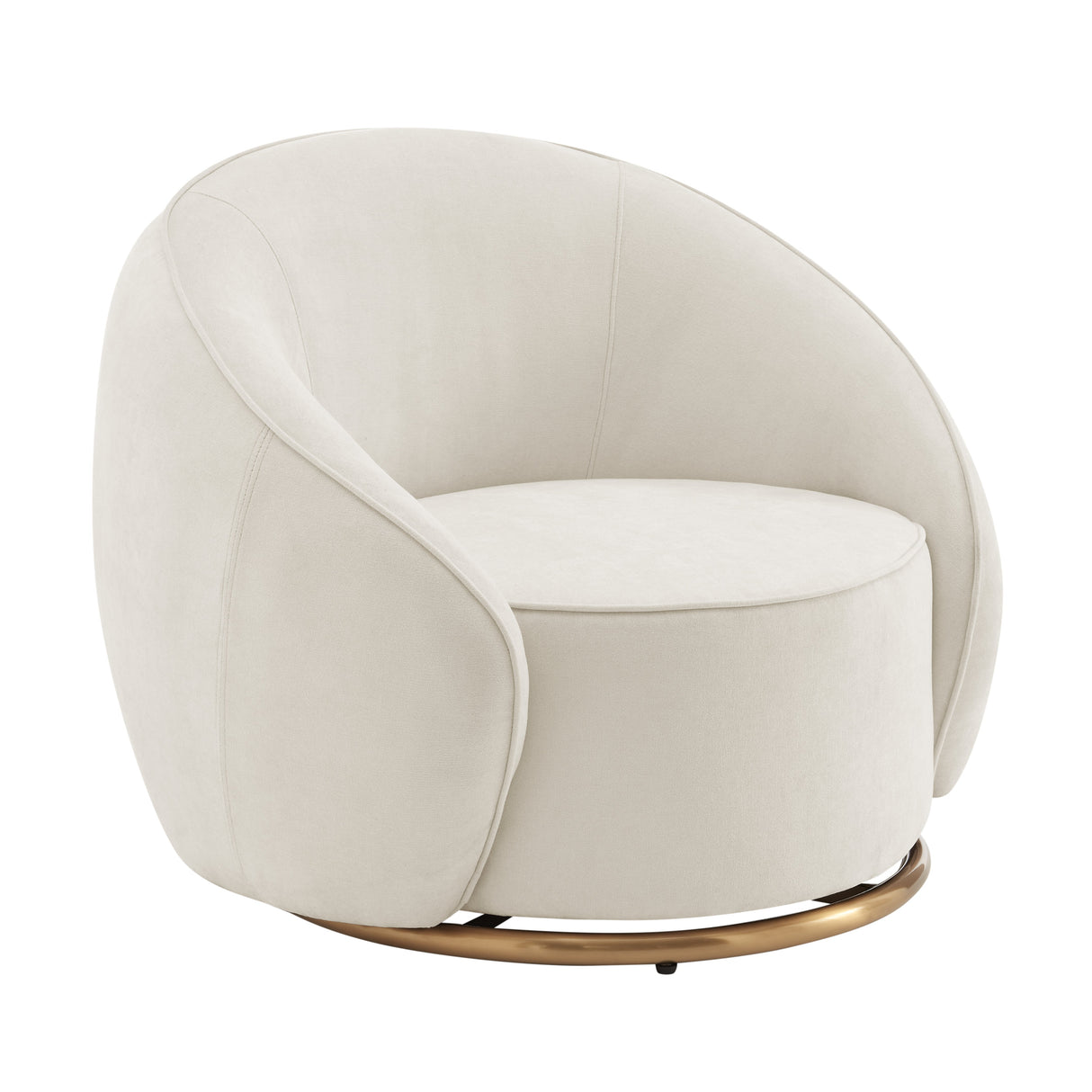 Ivory Swing Luxury Swivel Accent Chair // Ivory and Brushed Gold  | Finesse - Home Elegance USA