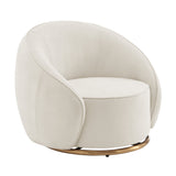Ivory Swing Luxury Swivel Accent Chair // Ivory and Brushed Gold  | Finesse - Home Elegance USA