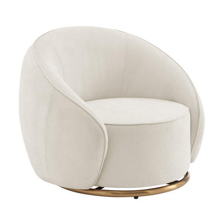 Ivory Swing Luxury Swivel Accent Chair // Ivory and Brushed Gold  | Finesse - Home Elegance USA