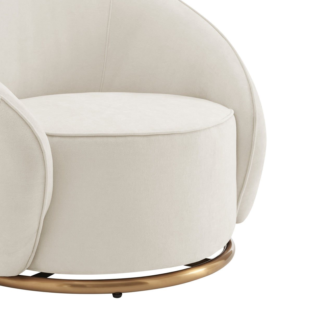 Ivory Swing Luxury Swivel Accent Chair // Ivory and Brushed Gold  | Finesse - Home Elegance USA
