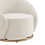 Ivory Swing Luxury Swivel Accent Chair // Ivory and Brushed Gold  | Finesse - Home Elegance USA