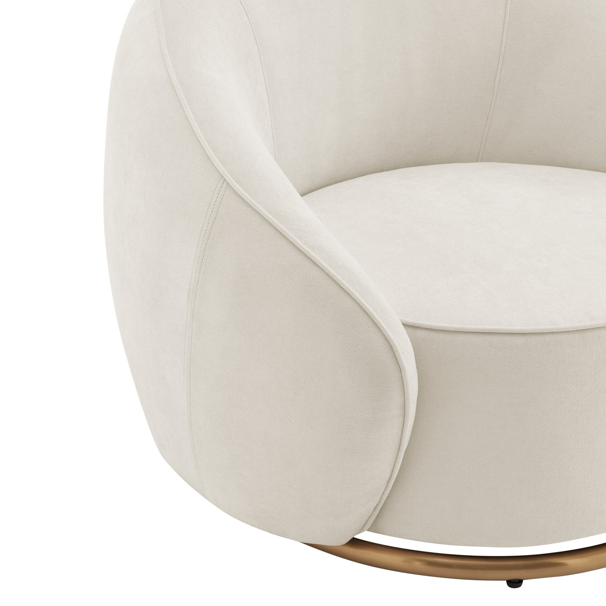 Ivory Swing Luxury Swivel Accent Chair // Ivory and Brushed Gold  | Finesse - Home Elegance USA