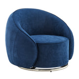 Sapphire Swing Luxury Swivel Accent Chair // Blue and Chrome  | Finesse