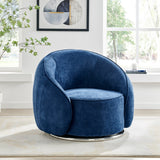 Sapphire Swing Luxury Swivel Accent Chair // Blue and Chrome  | Finesse