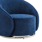 Sapphire Swing Luxury Swivel Accent Chair // Blue and Chrome  | Finesse