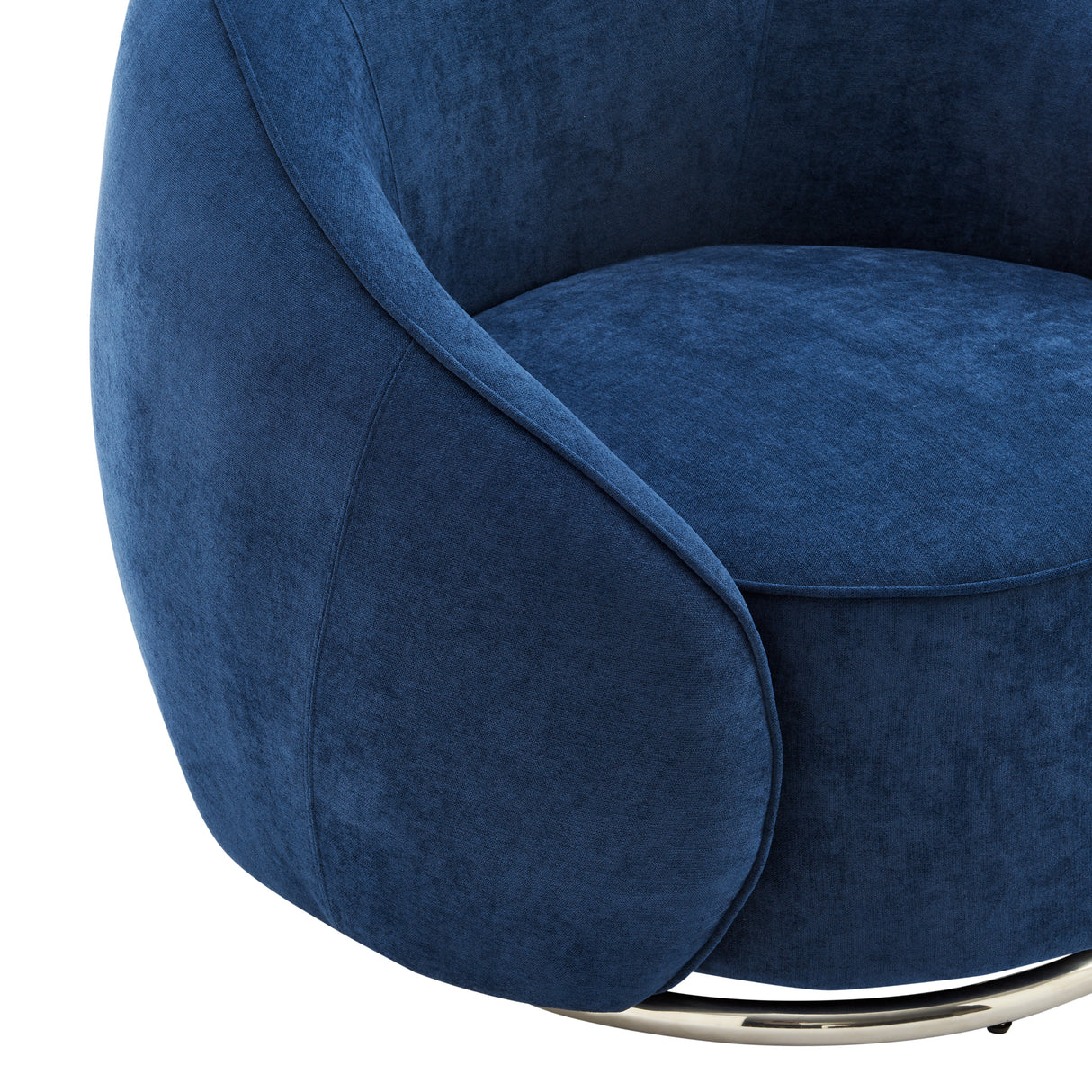 Sapphire Swing Luxury Swivel Accent Chair // Blue and Chrome  | Finesse