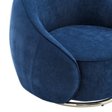 Sapphire Swing Luxury Swivel Accent Chair // Blue and Chrome  | Finesse