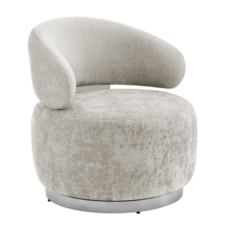 Elegant Swirl Swivel Accent Chair // Gray and Chrome  | Finesse - sold by Home Elegance USA