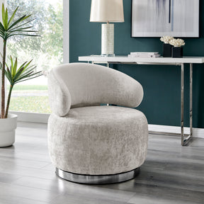 Elegant Swirl Swivel Accent Chair // Gray and Chrome  | Finesse - sold by Home Elegance USA