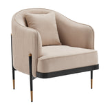Versa Transitional Elegance Accent Chair // Beige, Black and Gold  | Finesse - Home Elegance USA