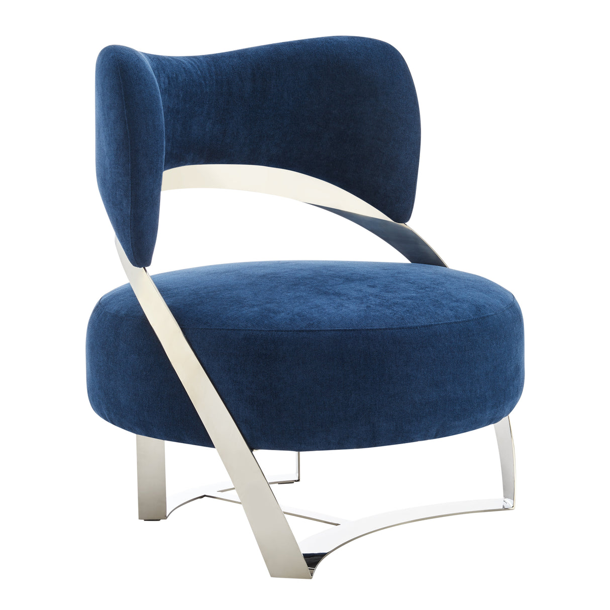 Aura Modern Accent Chair // Blue and Chrome  | Finesse