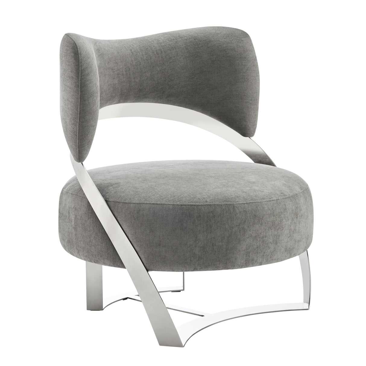 Aura Modern Accent Chair // Gray and Chrome  | Finesse